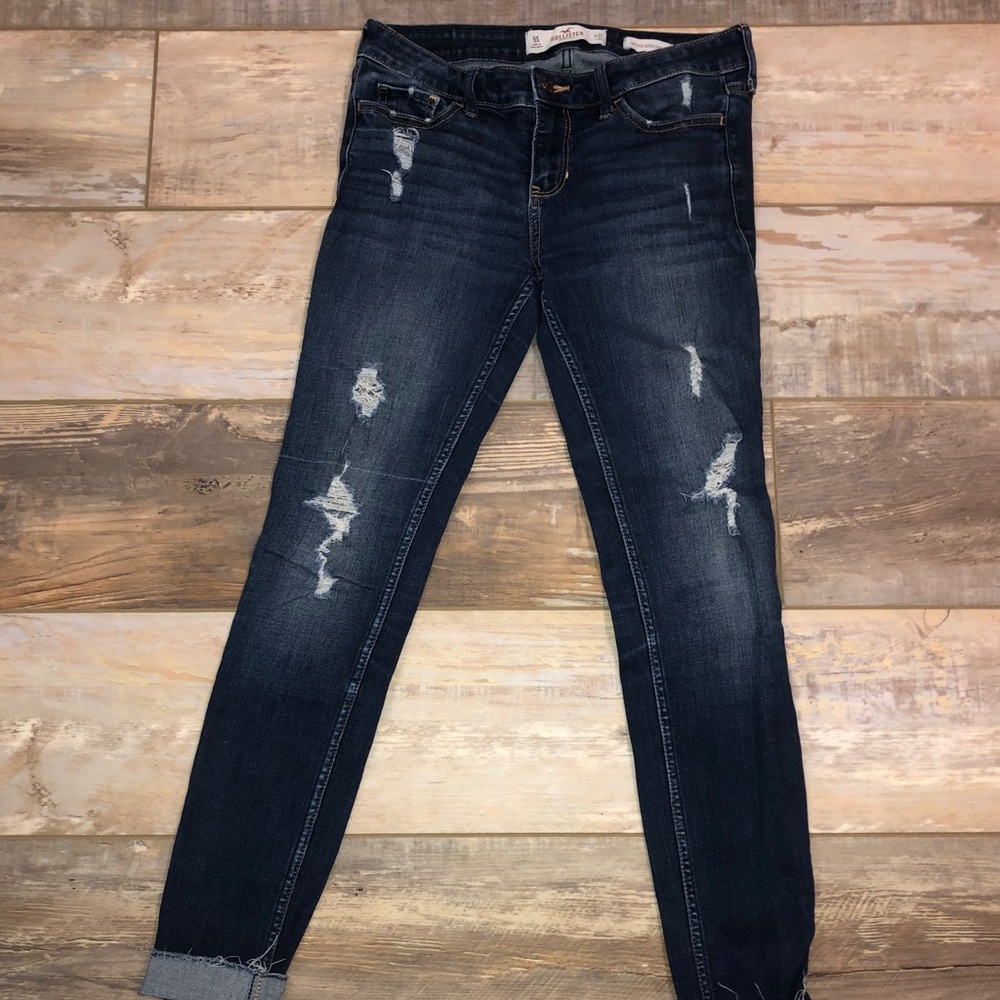 Hollister distressed and cuffed jeans.